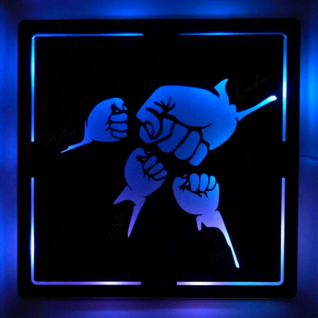 Custom Fist Bump Dad and Kids Wooden Sign With LED Lights