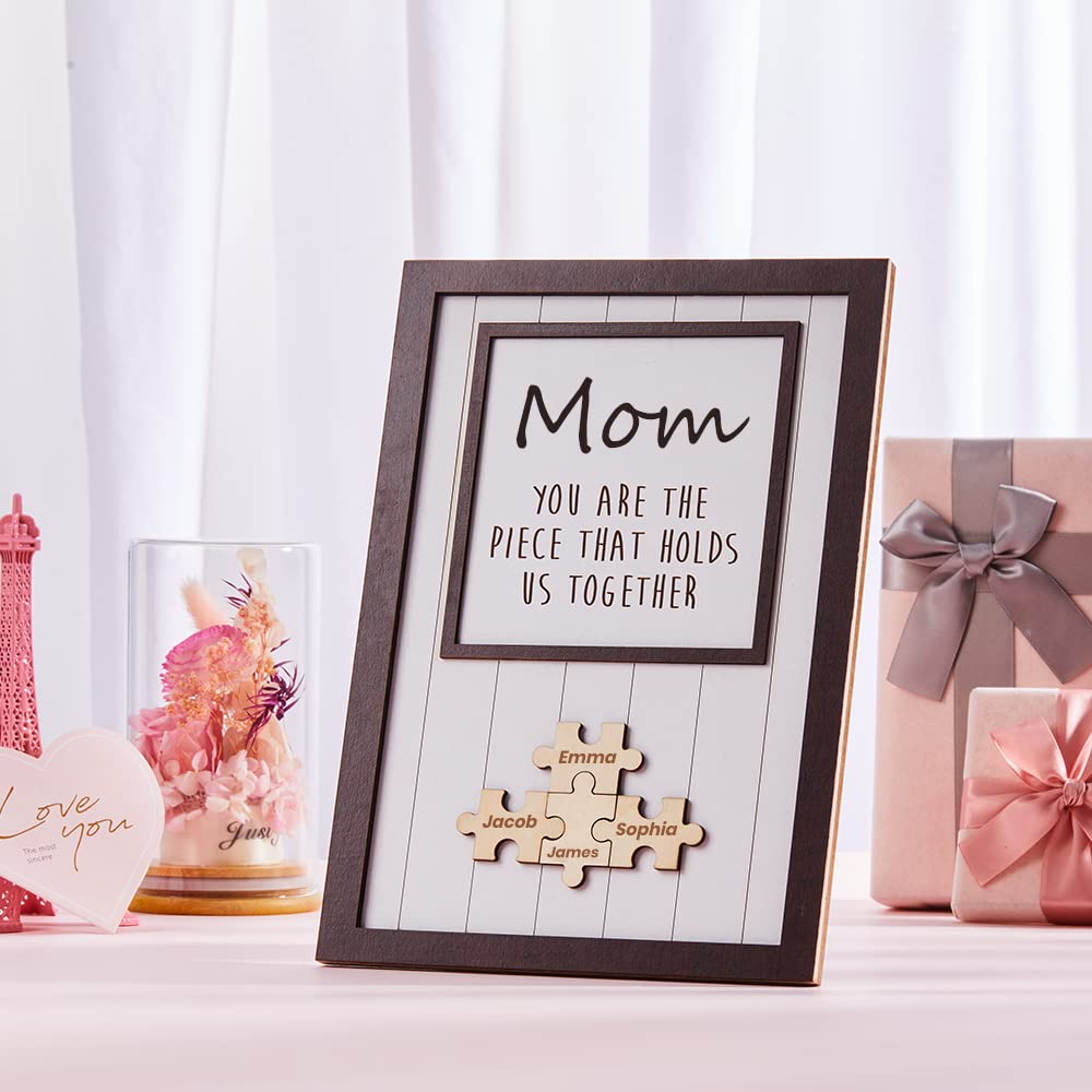 Personalisiertes Holzpuzzle-Rahmen-Geschenk für Mama 