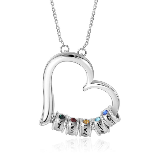 Personalized Family Heart Pendant Necklace