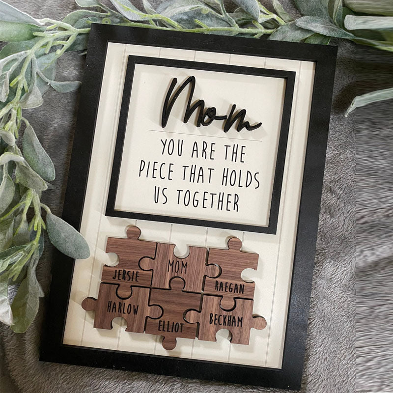 Personalisiertes Holzpuzzle-Rahmen-Geschenk für Mama 