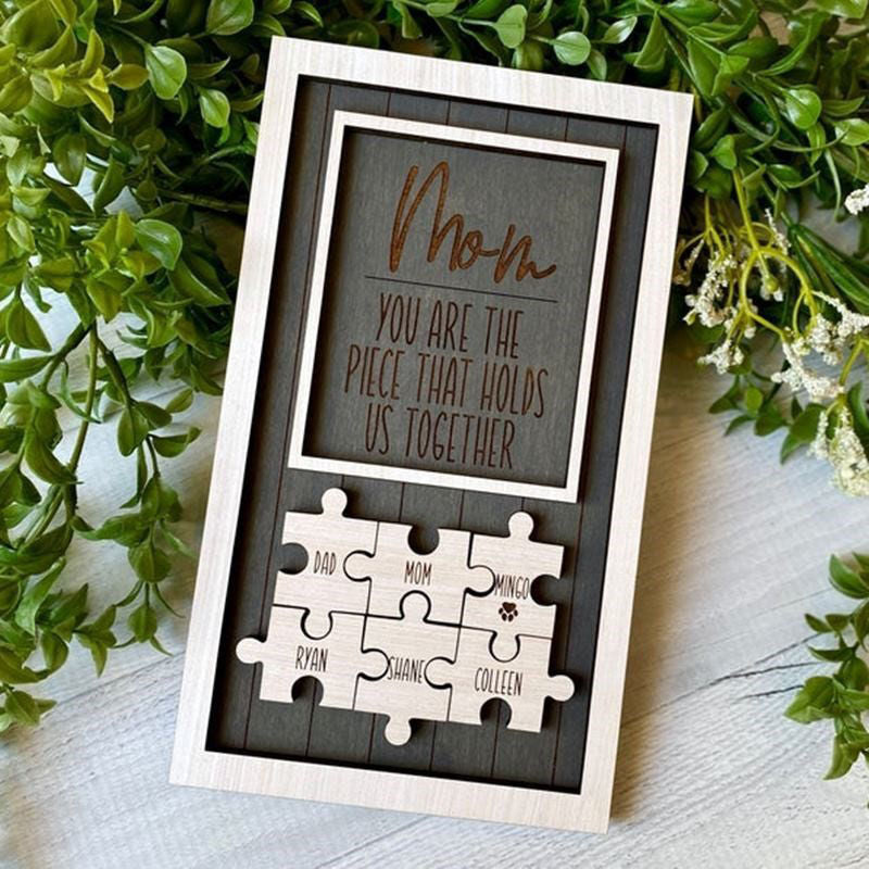 Personalisiertes Holzpuzzle-Rahmen-Geschenk für Mama 