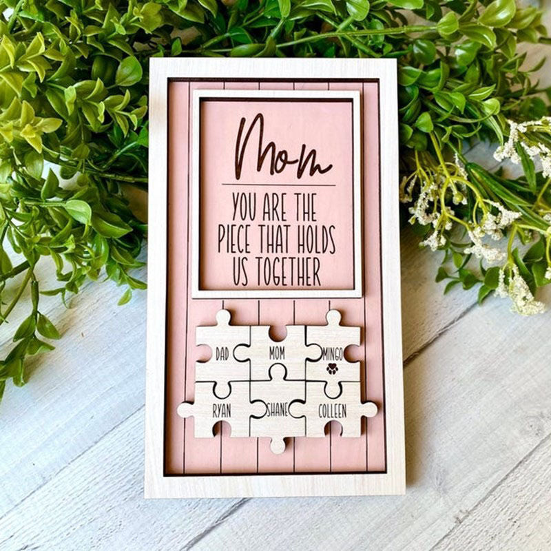 Personalisiertes Holzpuzzle-Rahmen-Geschenk für Mama 