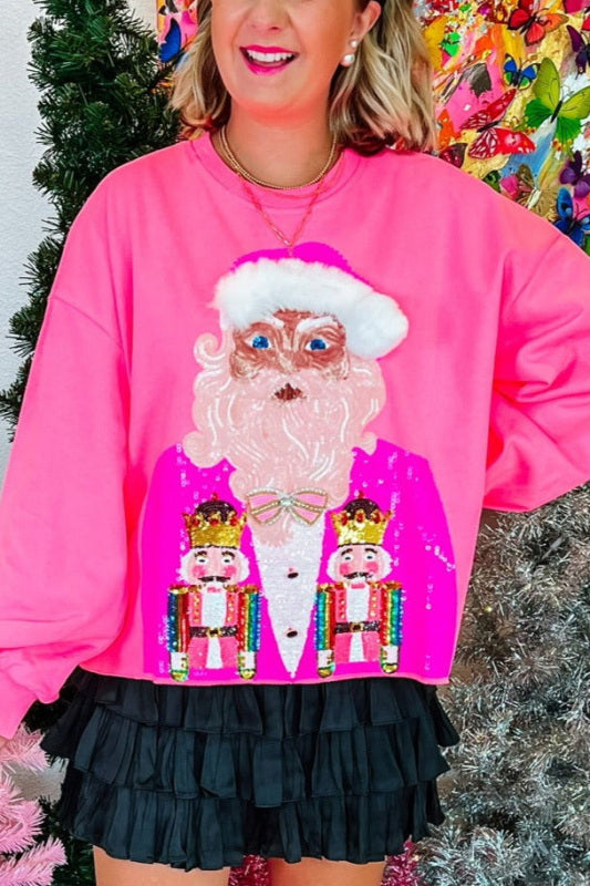 Christmas sequined crew neck sweatshirt