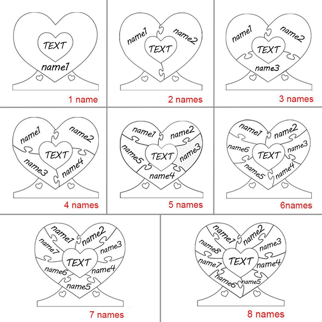 Benutzerdefinierte hölzerne Name Herz Puzzle 