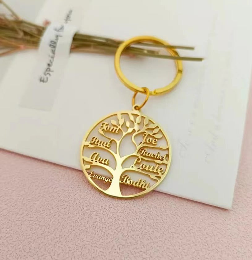 Personalized Tree of Life Name Keychain