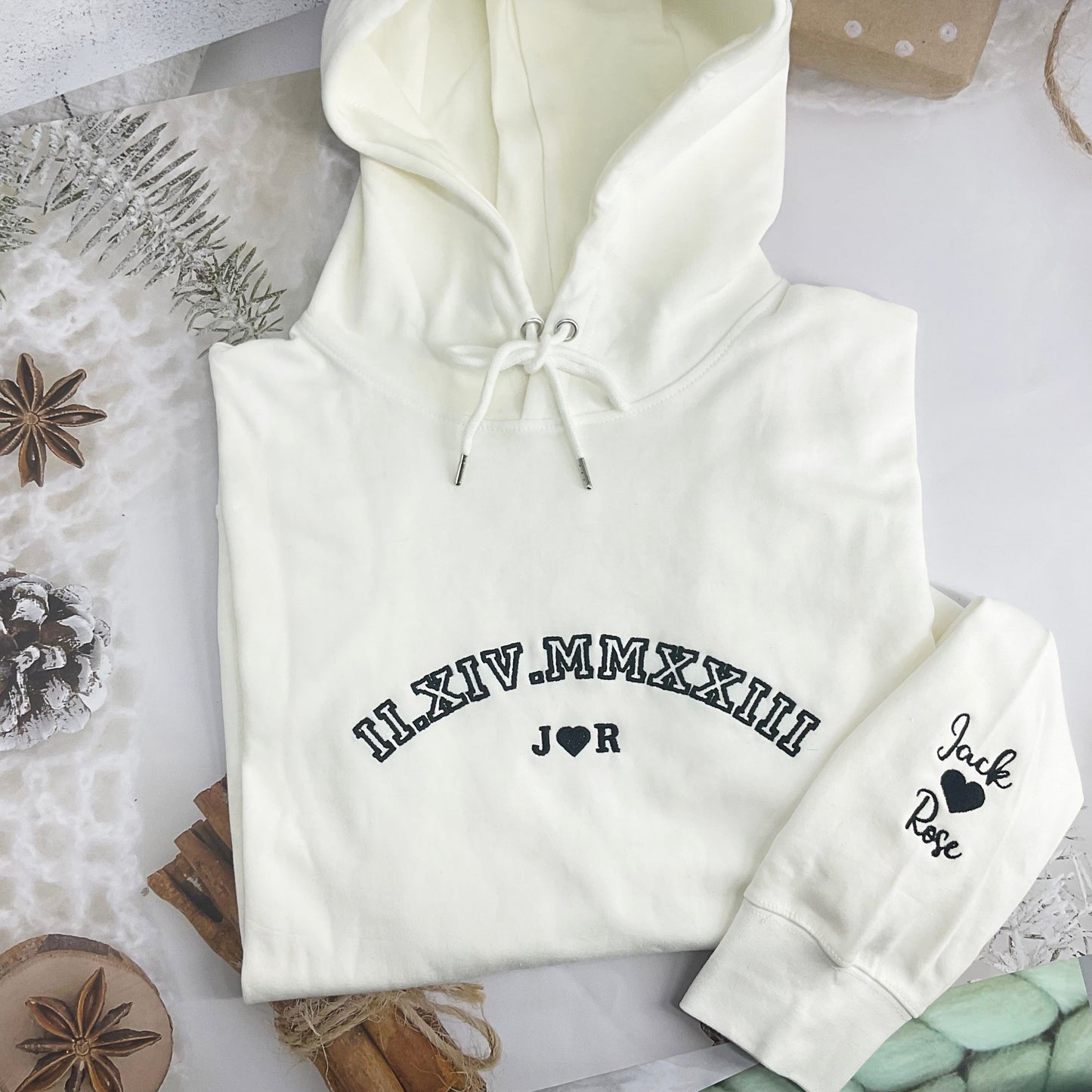 Custom Embroider Roman Numeral Crewneck Hoodie