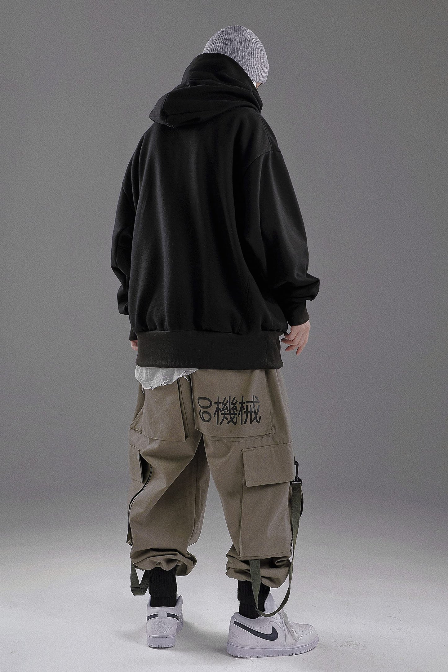 Ninja Double Neckline Cotton Hip Hop Hoodie