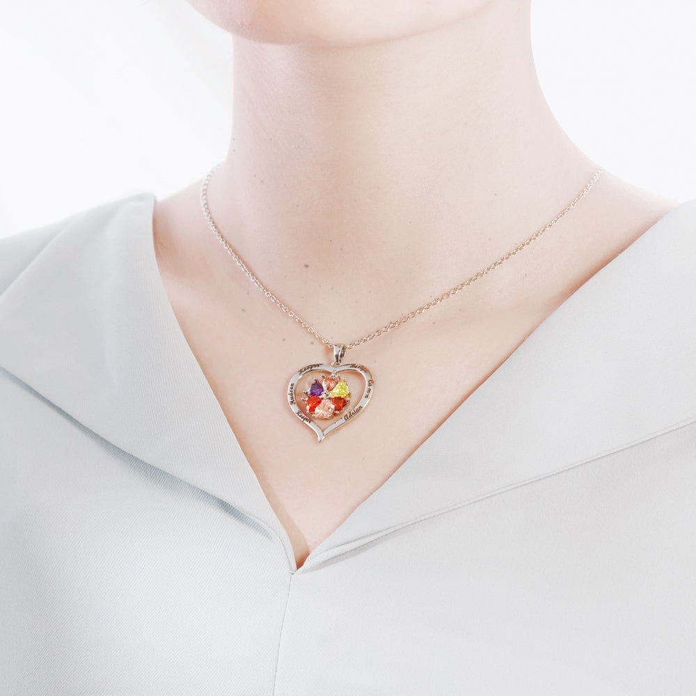 Collier Coeur Prénoms Personnalisés Avec Pierres De Naissance