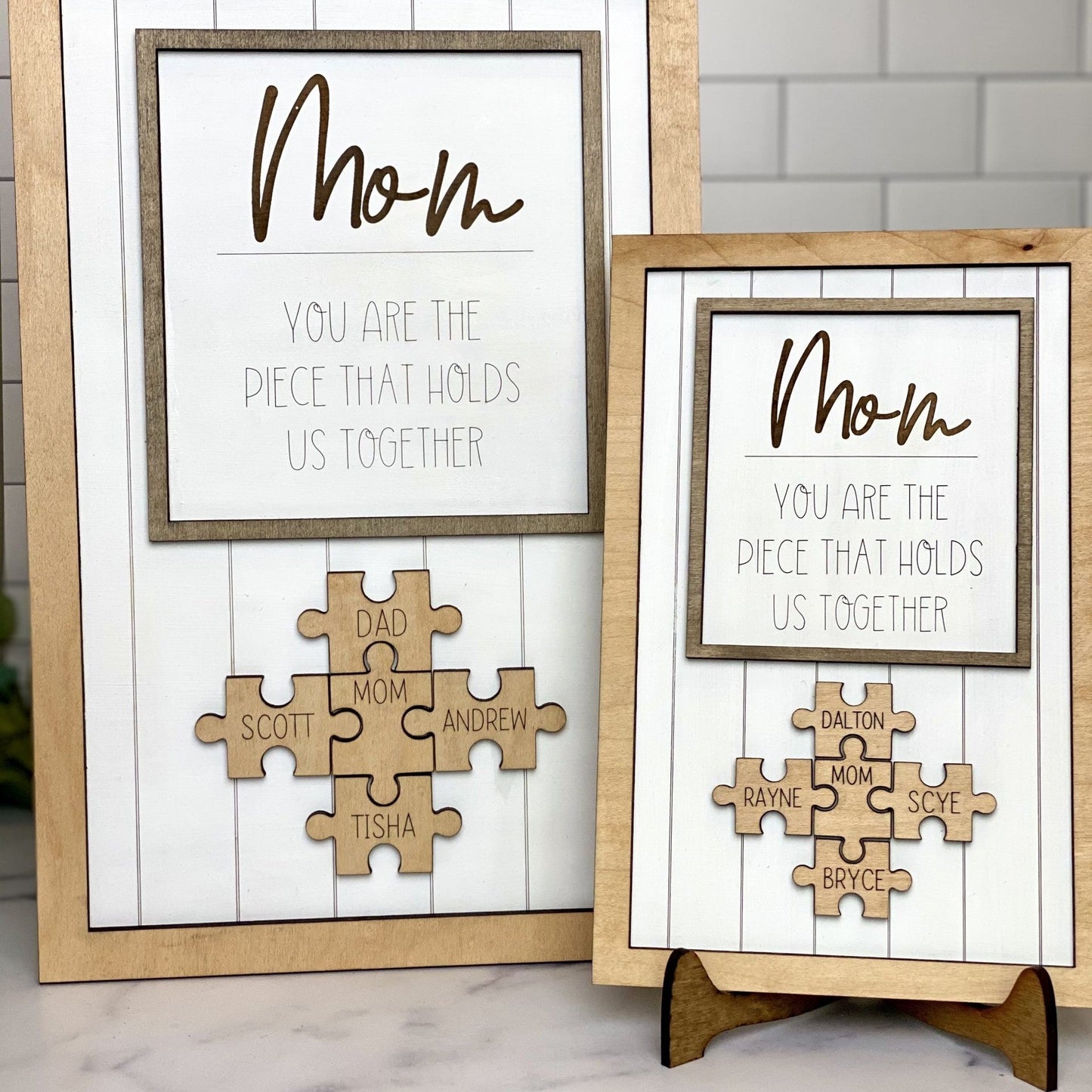 Personalisiertes Holzpuzzle-Rahmen-Geschenk für Mama 