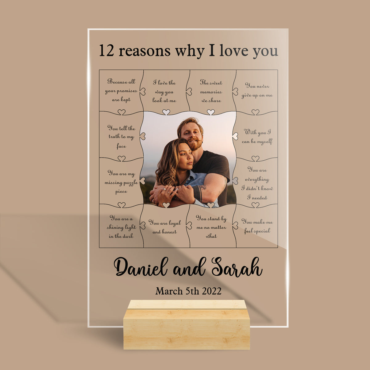 Personalized 12 Reasons Why I Love You Rectangular LED Lamp