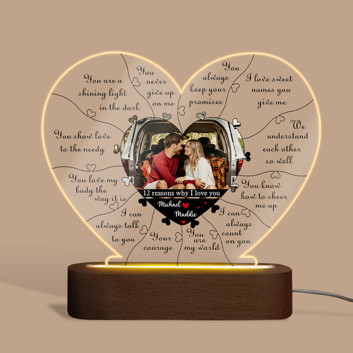 Personalized 12 Reasons Why I Love You LED Lamp💕