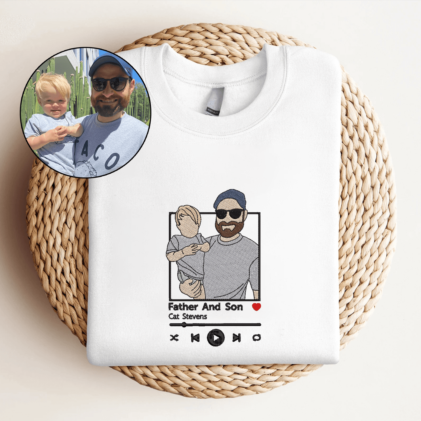 Custom Embroidered Sweatshirt Portrait Music for Couple