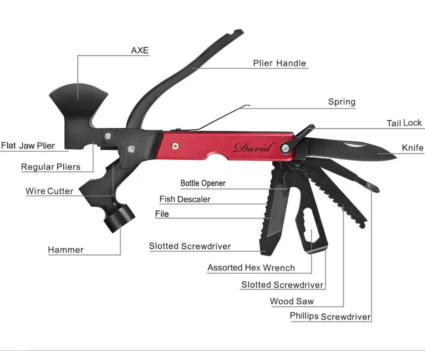 15 in 1 Customized Hammer Axe Multitool