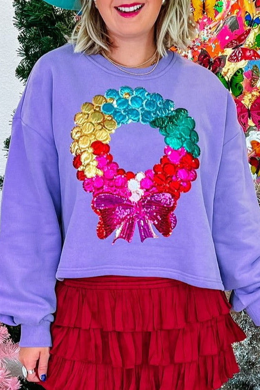 Christmas sequined crew neck sweatshirt