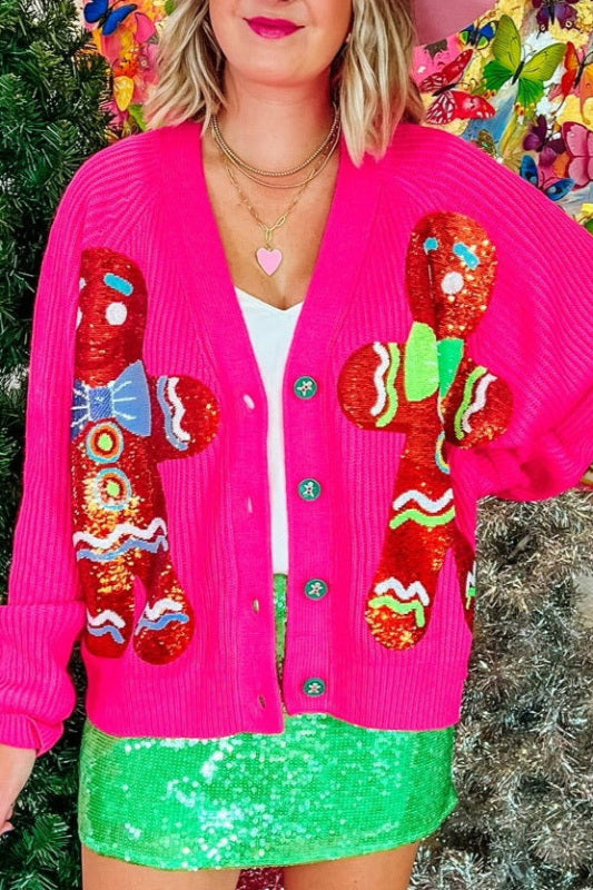 Christmas sequin element sweater cardigan