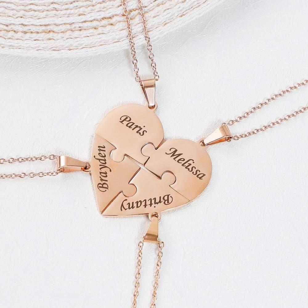 Family Heart Pendant Puzzle Necklace Bracelet Keychian TT