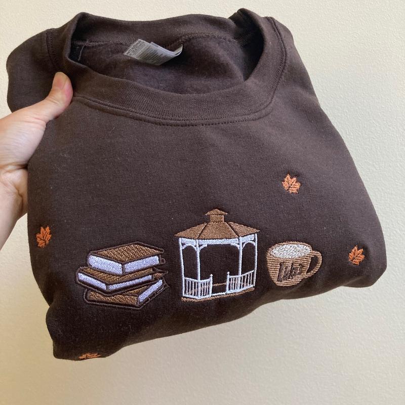 Coffee Fall Embroidered Sweatshirt