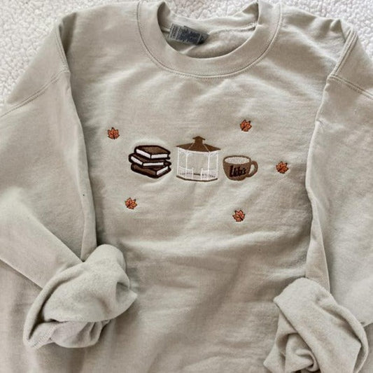 Coffee Fall Embroidered Sweatshirt