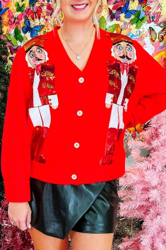 Christmas sequin element sweater cardigan