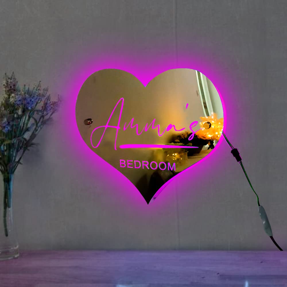 Personalised Outline Photo Heart Mirror - Light Up Mirror 🎁