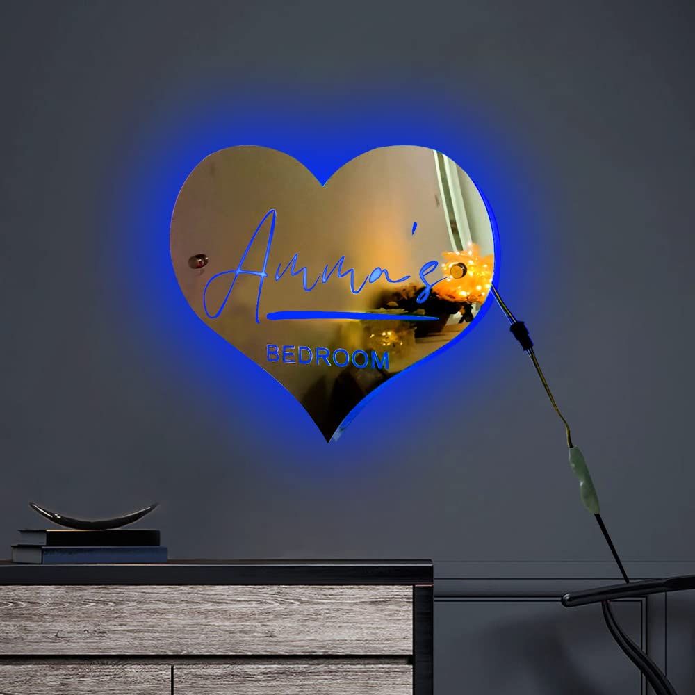 Personalised Outline Photo Heart Mirror - Light Up Mirror 🎁