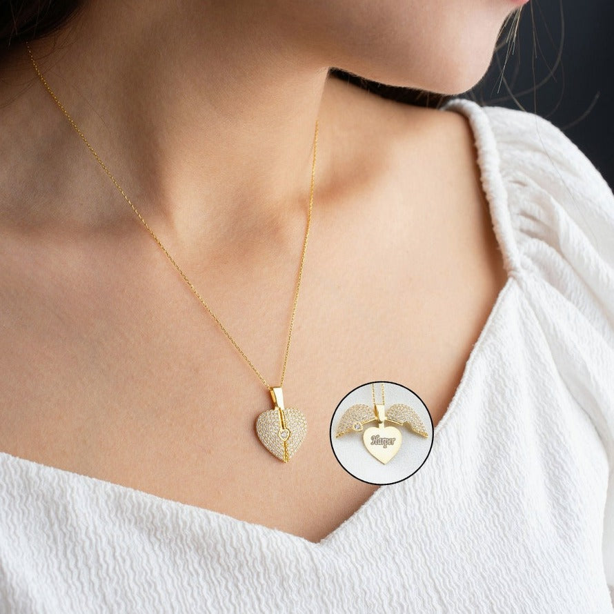Engraved Heart Necklace Valentine's Day