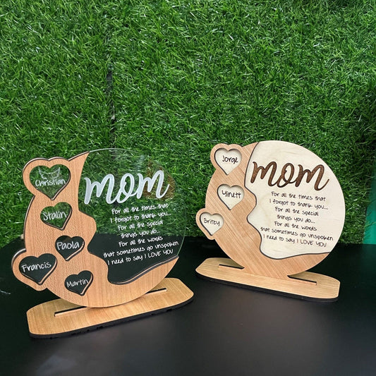 💕Geschenke für Mama, Oma Personalisierte Tafel aus Kirschholz – Acryl – Birkenholz