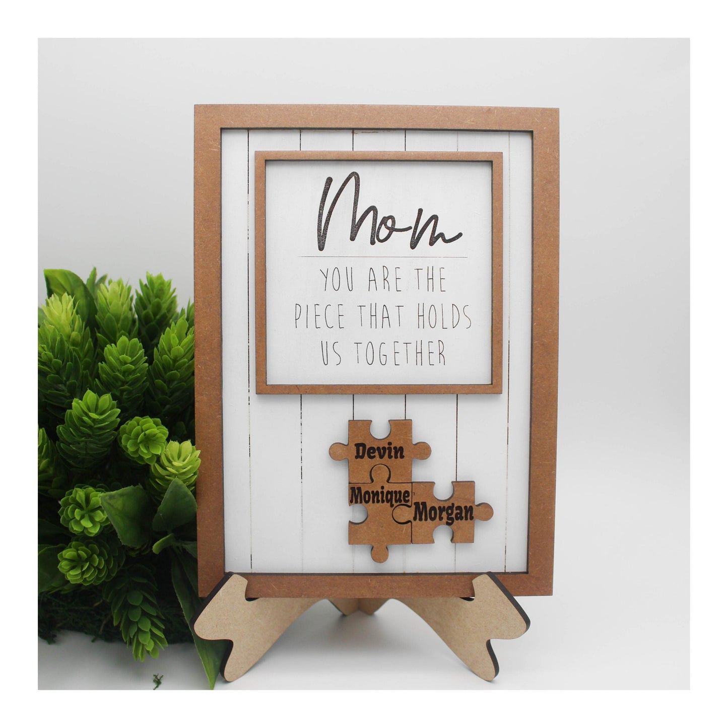 Personalisiertes Holzpuzzle-Rahmen-Geschenk für Mama 