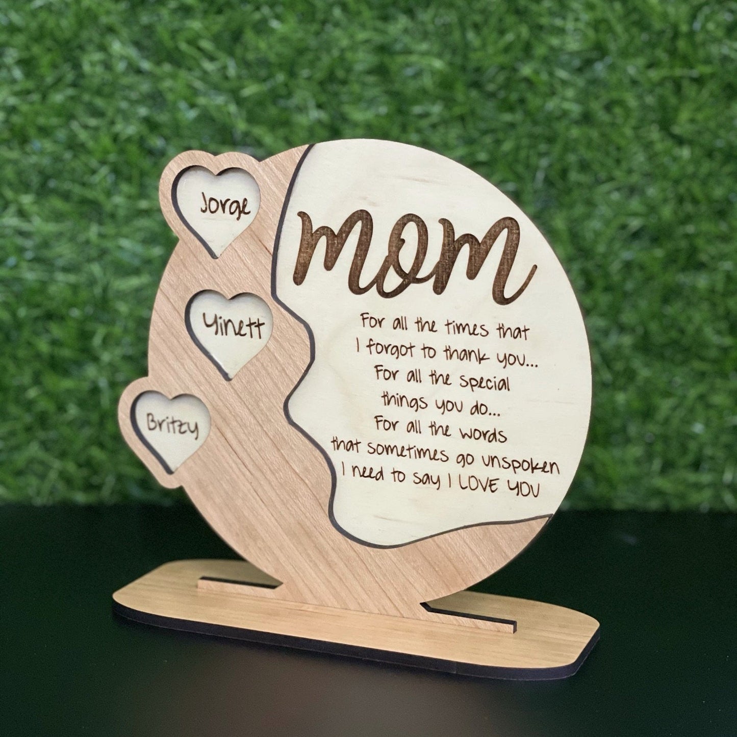 💕Geschenke für Mama, Oma Personalisierte Tafel aus Kirschholz – Acryl – Birkenholz