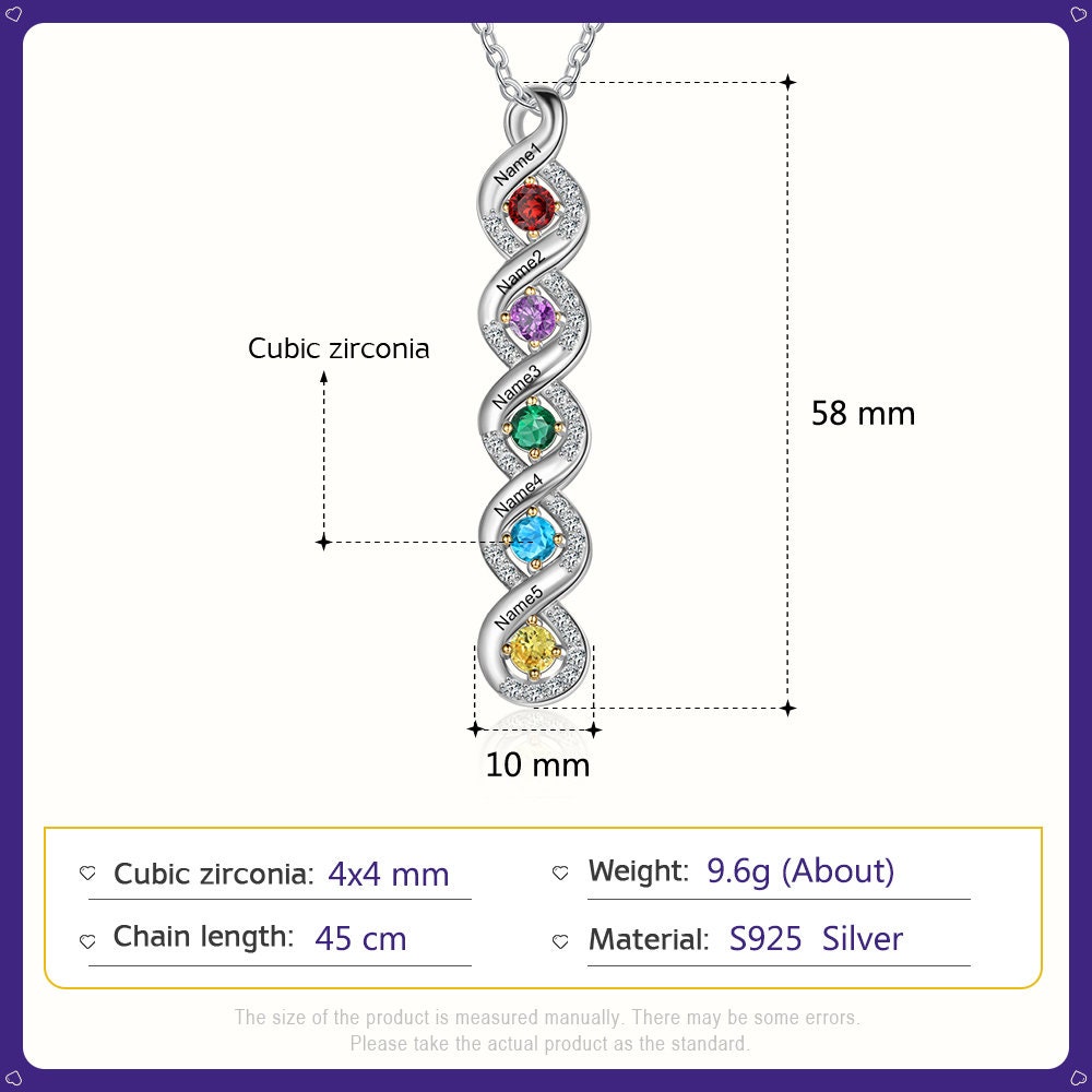 Personalized Mothers Rings Necklace with Birthstones