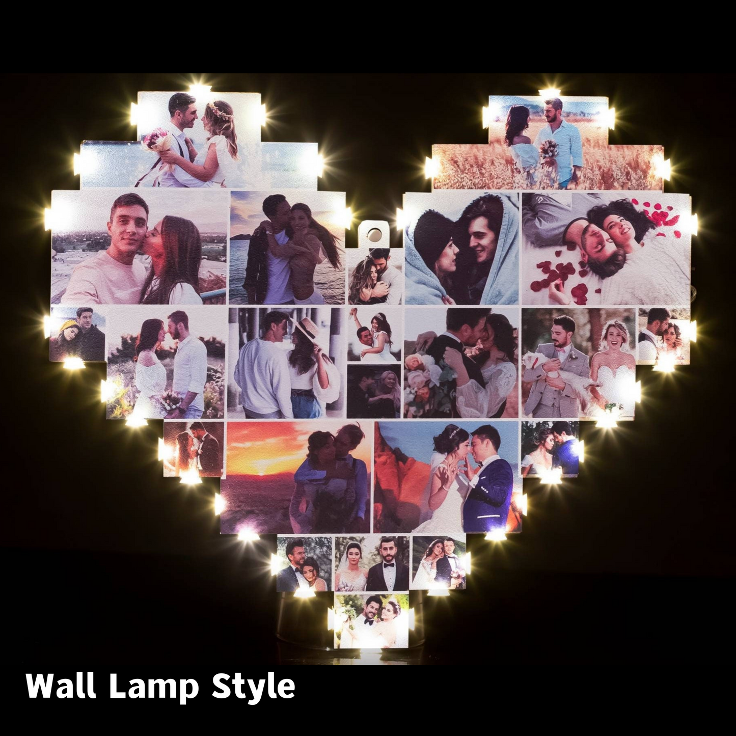 Custom Heart Shape Photo Collage Lamp