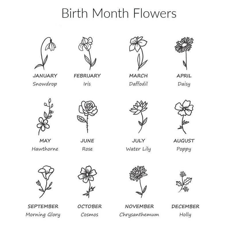 Family Birth Flower Month Ring Personalized Gift For Her