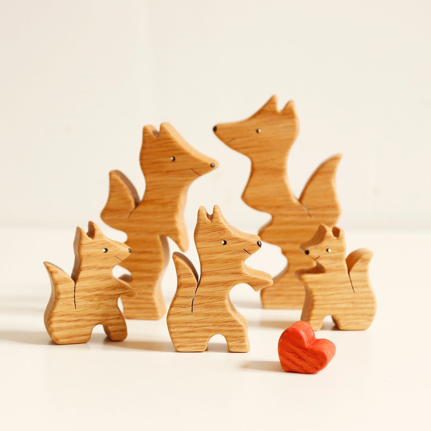 Wooden foxes family puzzle