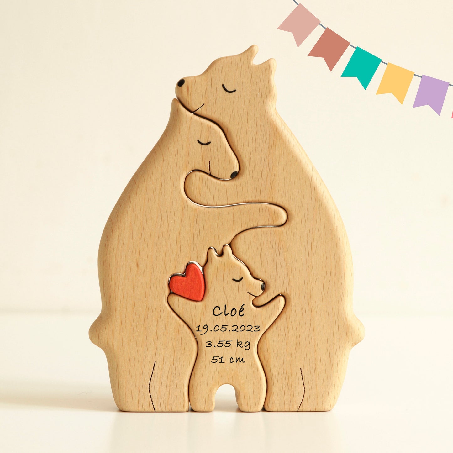 Wooden bears family puzzle