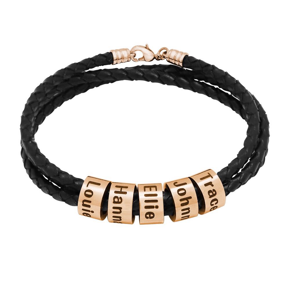 Bracelet en cuir pour homme avec perles personnalisées