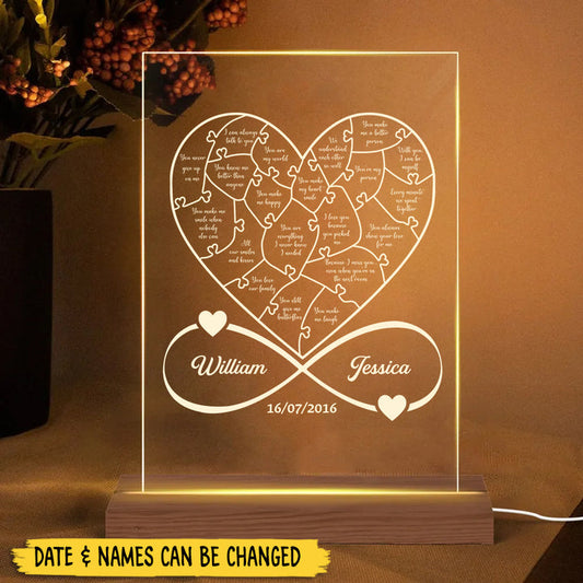 Personalized 12 Reasons Infinite Why I Love You Lamp